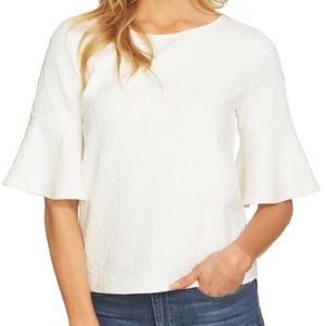 CeCe | White Brocade Top